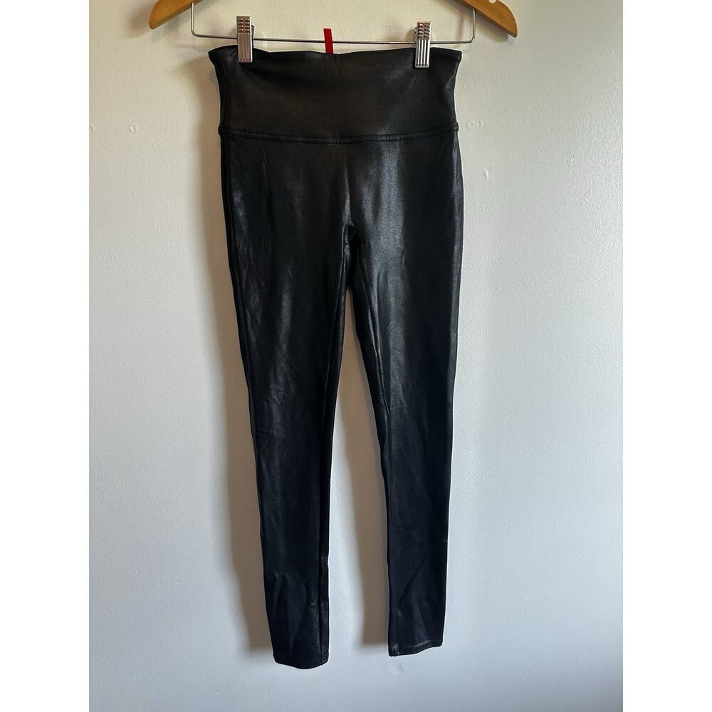 SPANX Shape Faux Leather Womens Leggings Pants - Black Size Small Petite